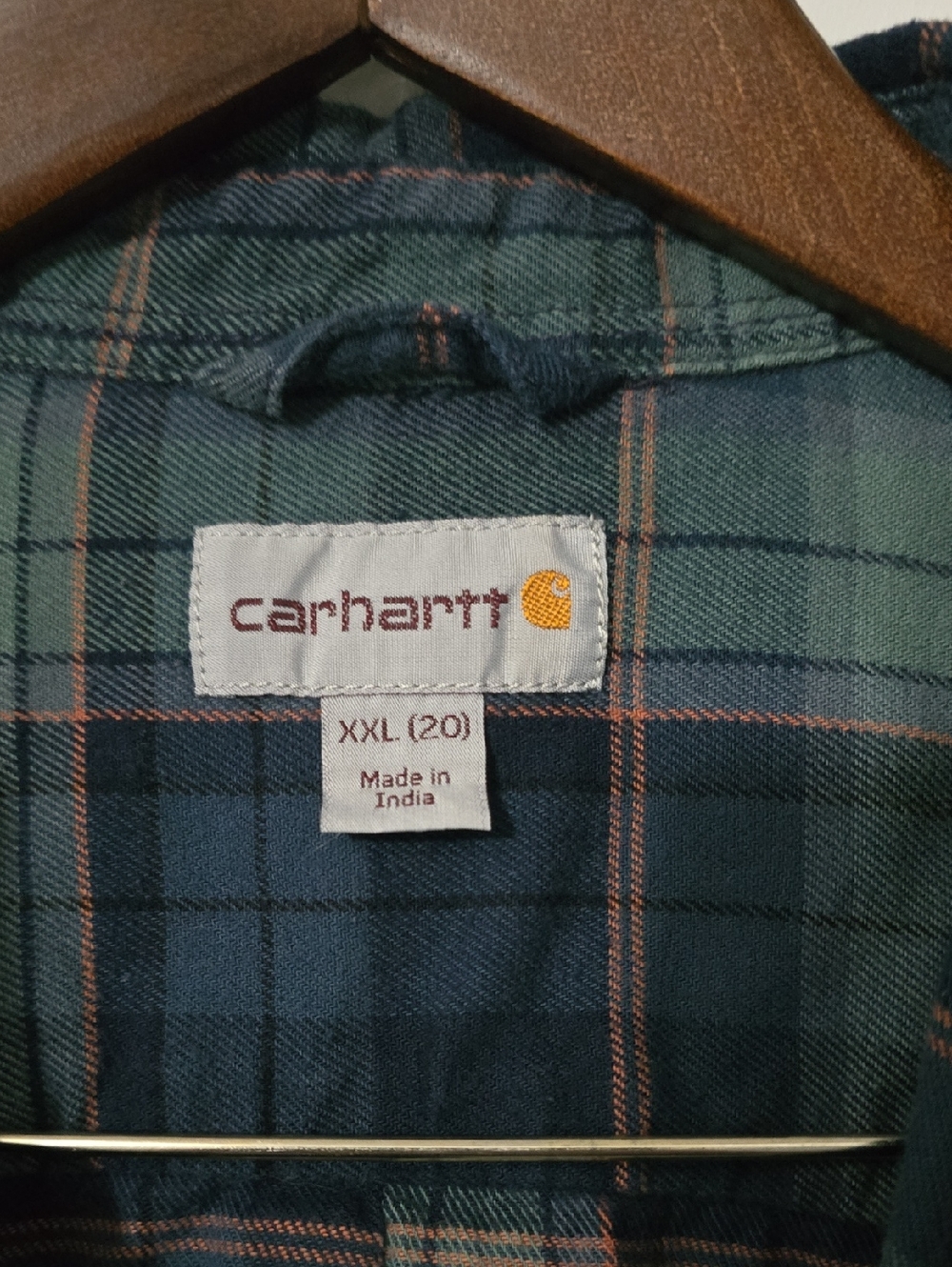 Carhartt Womens Navy/Green/Orange Plaid Flannel Shirt - Picture 5 of 7